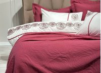 Постільна білизна Washed Cotton Saheser - Novella Visne з вишивкою та покривалом піке (Туреччина), євро